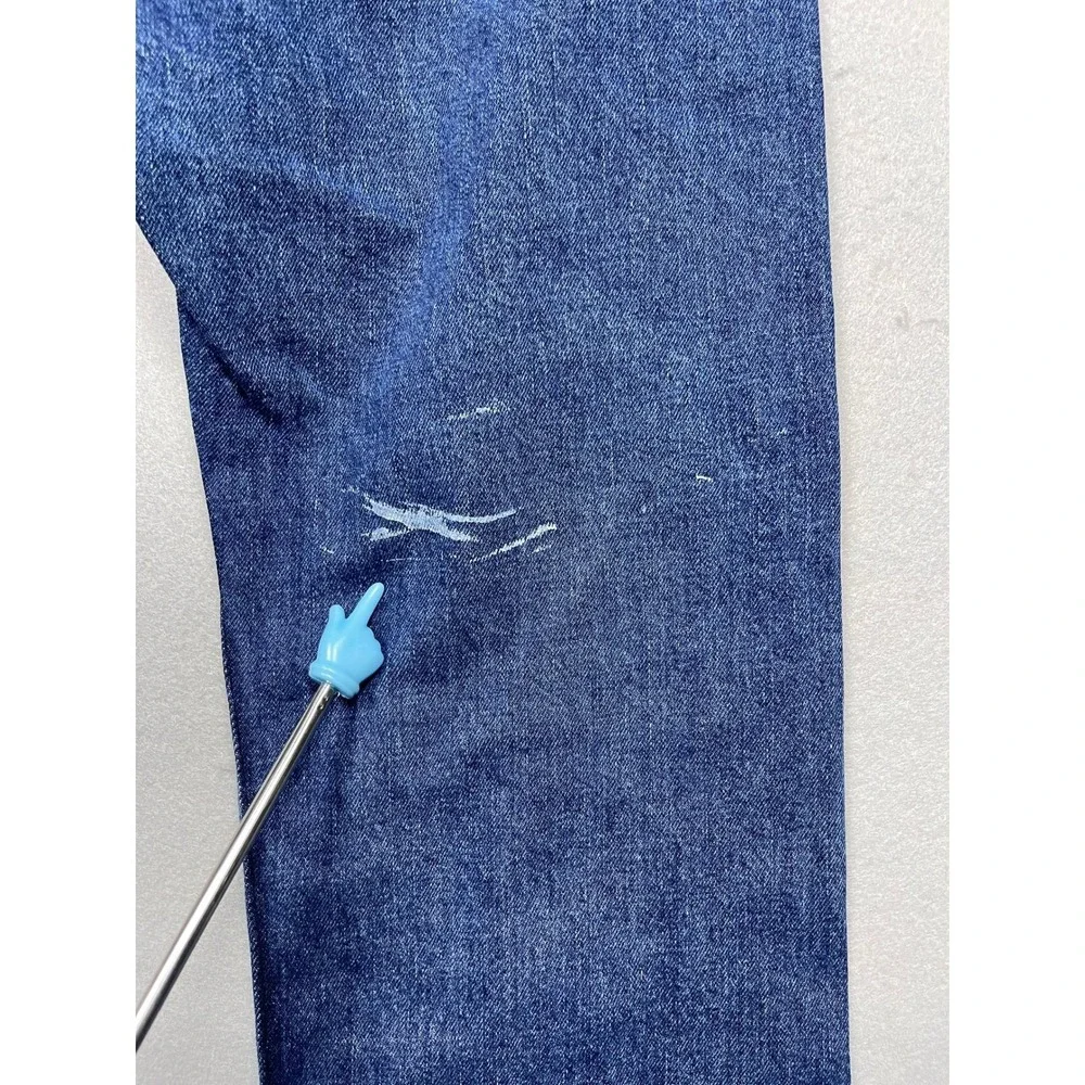 Levis 513 Slim Straight Jeans Mens 34x32 Blue Denim Distressed Paint Splatter